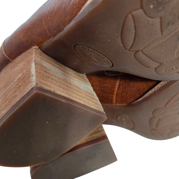 Kork Ease Modeste Penny Loafer Heels Brown Leather Pump Chunky Block Slip On 8.5 - Picture 9 of 16